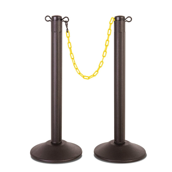 ChainBoss Stanchion with 10' of Yellow Plastic Chain –Weighted Base