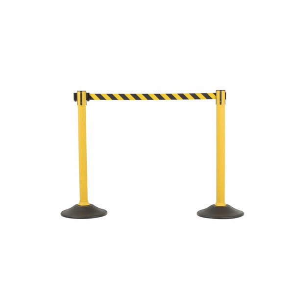 The Sentry Stanchion 6.5’ Black/Yellow Chevron Belt – 2 pack from US Weight for Stanchions and Barriers compared to Crowd Control Warehouse, in Yellow. 