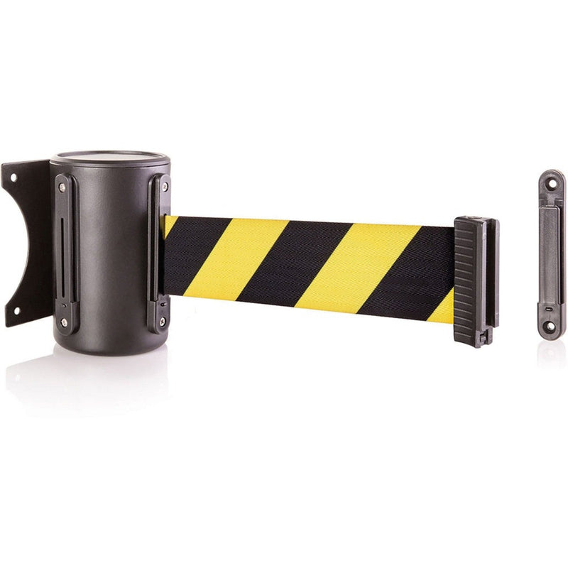 Wall Mount with 8' Black/Yellow Chevron Retractable Belt with Safety Braking System