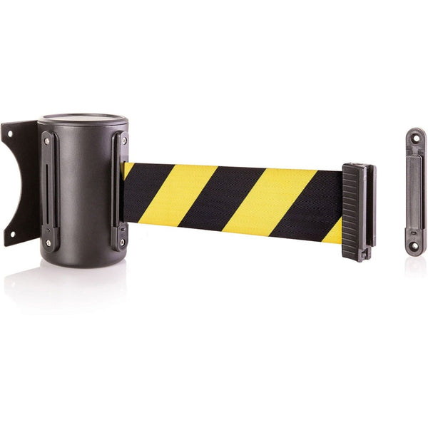 Wall Mount with 13' Black/Yellow Chevron Retractable Belt with Safety Braking System
