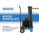 Rover Stanchion Cart Kit - 6 US Weight Black Trek Stanchions with Yellow/Black Belts and Cart