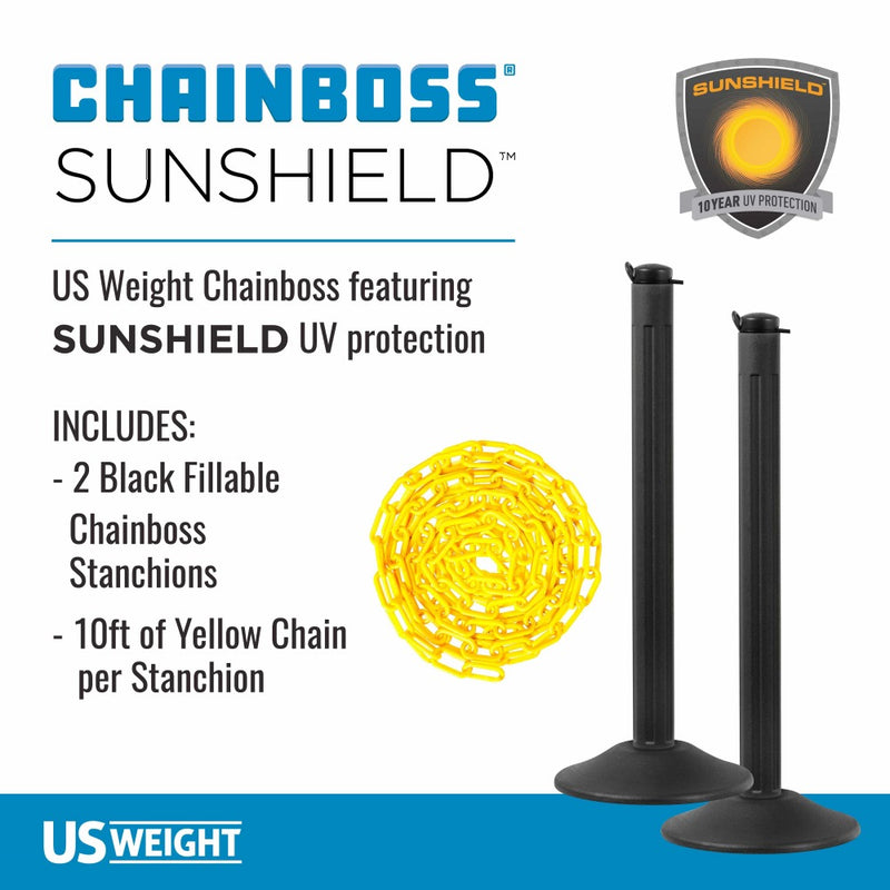 US Weight ChainBoss Stanchion - Black - Yellow Chain - Fillable Base photo 2