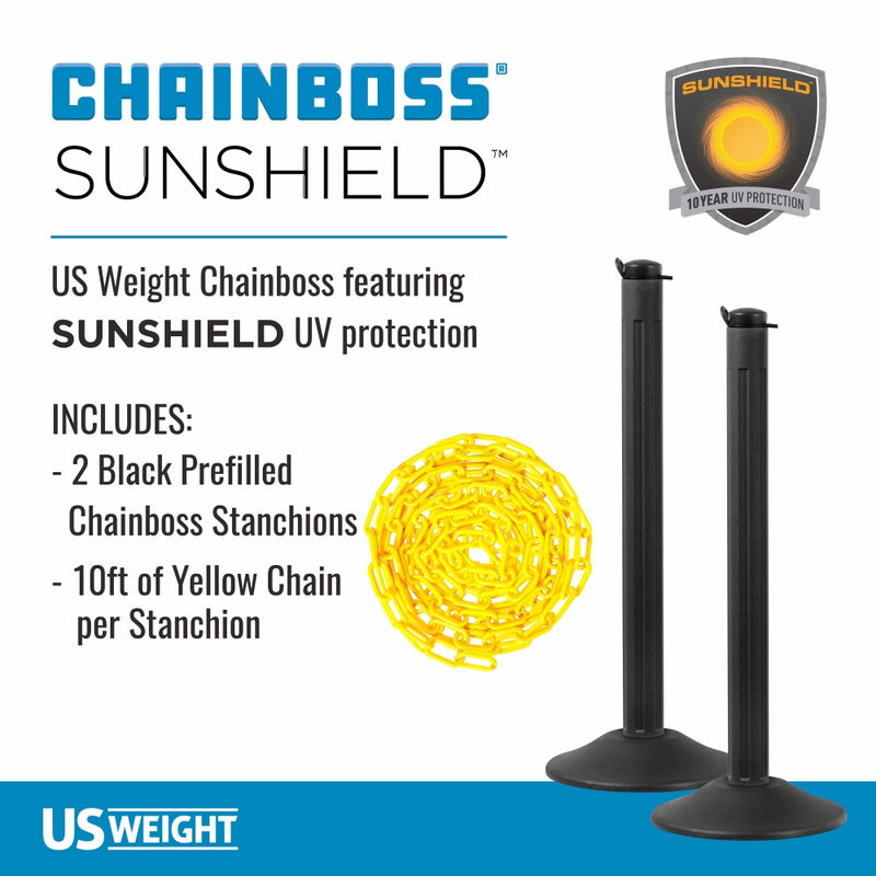 US Weight ChainBoss Stanchion - Black - Yellow Chain - Weighted Base photo 2