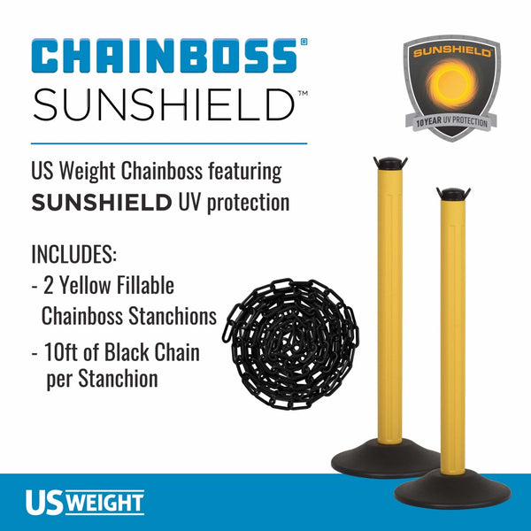 US Weight ChainBoss Stanchion - Yellow - Black Chain - Fillable Base photo 2