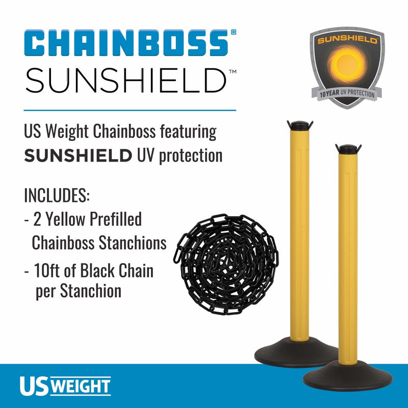 US Weight ChainBoss Stanchion - Yellow - Black Chain - Weighted Base photo 2