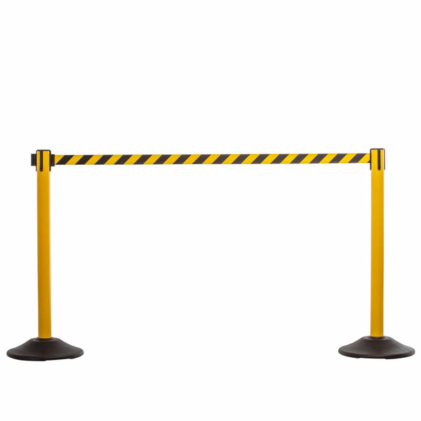 US Weight US Weight Heavy Duty Yellow Premium Steel Stanchion with 7.5-Foot Chevron Retractable Belt photo 1