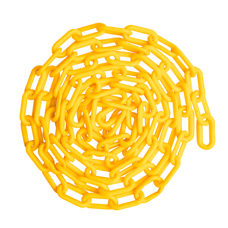 US Weight ChainBoss Yellow Plastic Safety Chain with Sun Shield UV Resistant Technology - 25 ft